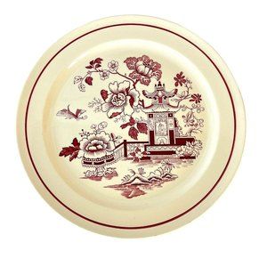 Vintage Taylor Smith‎ Taylor Red Asian Design Dinner Plate 10” Crazing